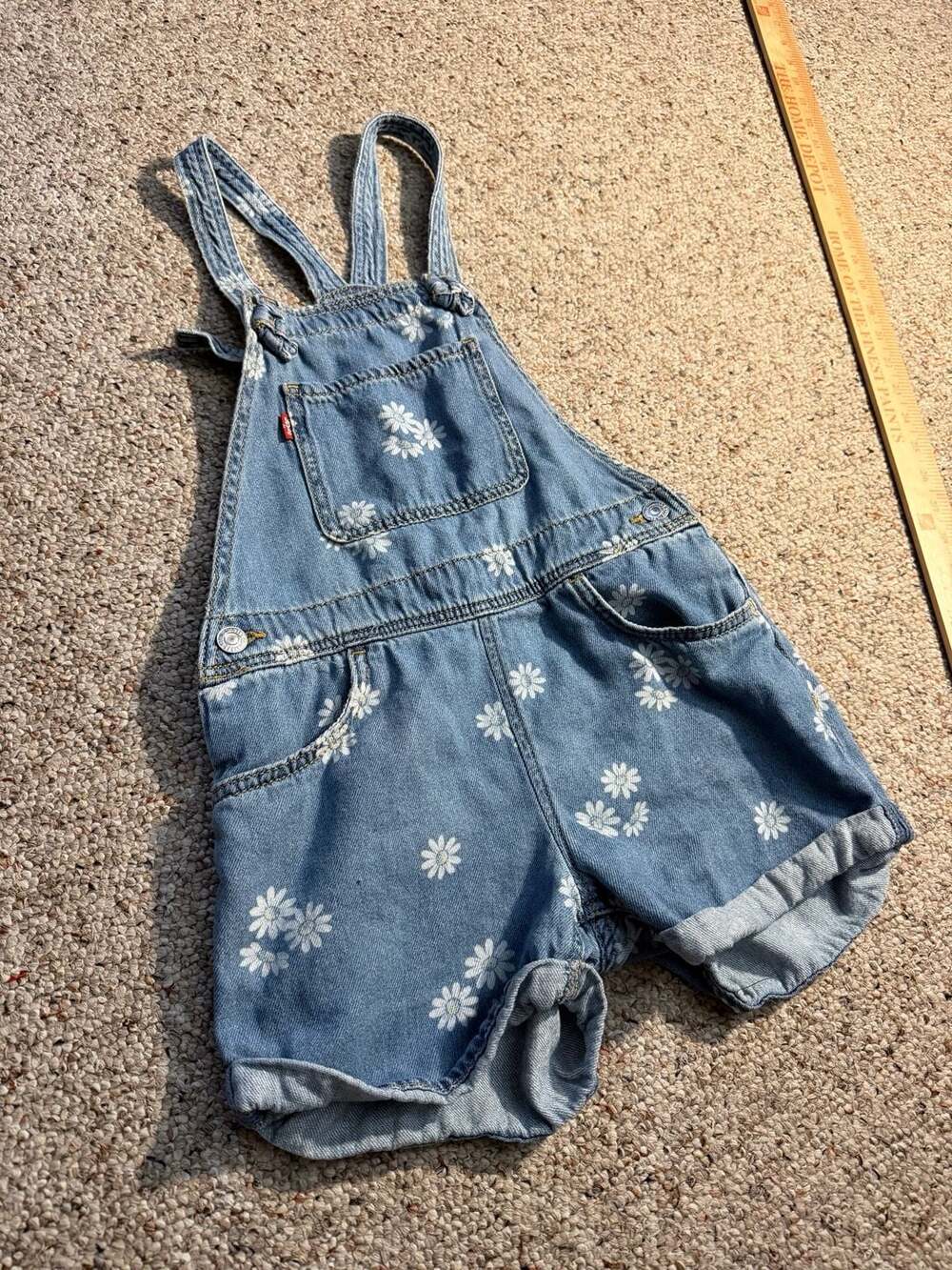 Levi's‎ Girls Daisy Print Denim Shortalls Size 12 Regular